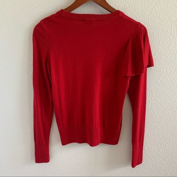 TOPSHOP Red Half Ruffle Sweater Top US 2 - Picture 4 of 9